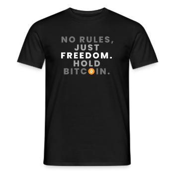 Pas de règles, juste la liberté. Détenez des bitcoins. (Crypto) - T-shirt homme - noir - Devant - AI Model Male 178 light (178cm)