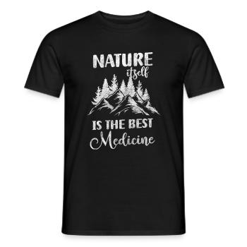 tree hiking environmental protection forester - Men's T-Shirt - black - Front - AI Model Male 178 light (178cm)