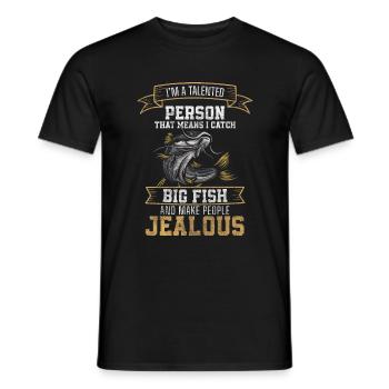 Pêcheur, Pêche, Loisirs, Eau - T-shirt homme - noir - Devant - AI Model Male 178 light (178cm)