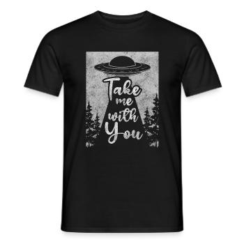 Alien Spaceship Soucoupe Planète - T-shirt homme - noir - Devant - AI Model Male 178 light (178cm)