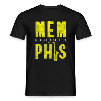 Concert d’artiste solo de musique de rue - T-shirt homme - noir - Devant - AI Model Male 178 light (178cm)