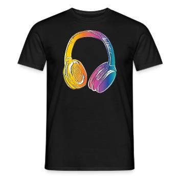 Gay Pride Month LGBT Shirt LGBTQIA+ Kophörer Musik - Männer T-Shirt - Schwarz - Vorne - AI Model Male 178 light (178cm)