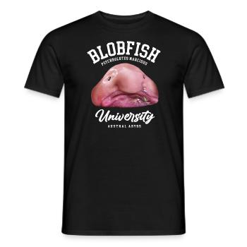 BLOBFISH UNIVERSITY - T-shirt homme - noir - Devant - AI Model Male 178 light (178cm)