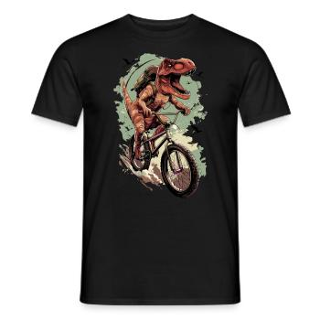 T Rex faire du vélo - Dinosaur Dino T-rex eBike - T-shirt homme - noir - Devant - AI Model Male 178 light (178cm)