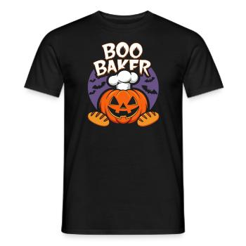 Halloweenkürbis mit Bäckermütze und Broten - Männer T-Shirt - Schwarz - Vorne - AI Model Male 178 light (178cm)
