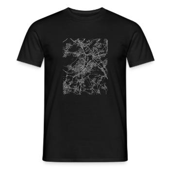 Minimal Stuttgart city map and streets - Men's T-Shirt - black - Front - AI Model Male 178 light (178cm)