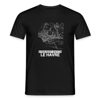 Straight Outta Le Havre city map and streets - Men's T-Shirt - black - Front - AI Model Male 178 light (178cm)