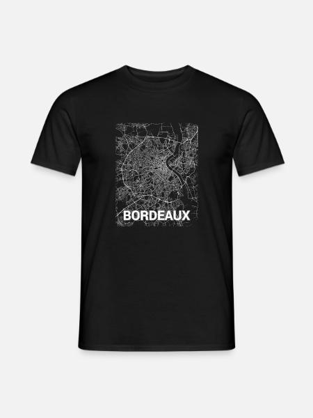 Carte de la ville de Bordeaux et rues - T-shirt homme - noir