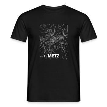 Carte de la ville et rues de Metz - T-shirt homme - noir - Devant - AI Model Male 178 light (178cm)