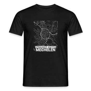 Straight Outta Mechelen city map and streets - Men's T-Shirt - black - Front - AI Model Male 178 light (178cm)