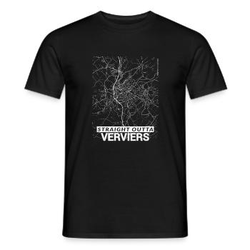 Straight Outta Verviers city map and streets - Men's T-Shirt - black - Front - AI Model Male 178 light (178cm)