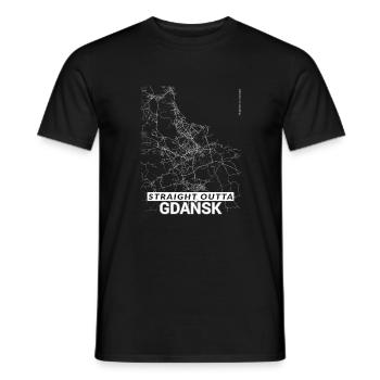 Straight Outta Gdansk Stadtplan und Straßen - Männer T-Shirt - Schwarz - Vorne - AI Model Male 178 light (178cm)