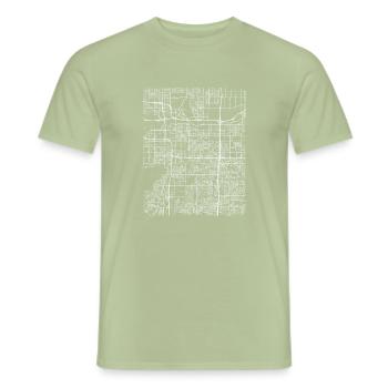 Plan et rues de Minimal Tempe - T-shirt homme - vert sauge - Devant - AI Model Male 178 light (178cm)
