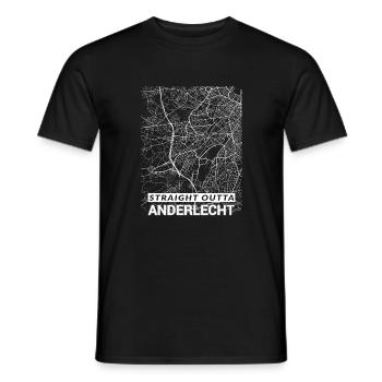 Straight Outta Anderlecht city map and streets - Men's T-Shirt - black - Front - AI Model Male 178 light (178cm)