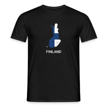 Finland (Suomi) country map & flag - Men's T-Shirt - black - Front - AI Model Male 178 light (178cm)