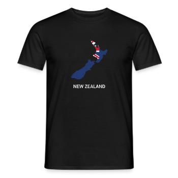 New Zealand country map & flag - Men's T-Shirt - black - Front - AI Model Male 178 light (178cm)