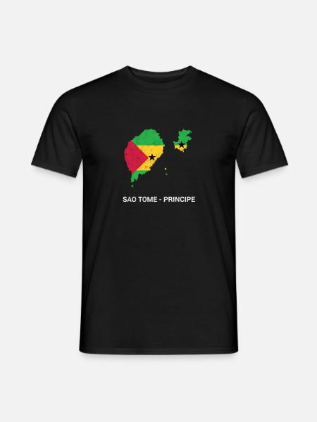 Landkarte & Flagge von Sao Tome und Principe - Männer T-Shirt - Schwarz