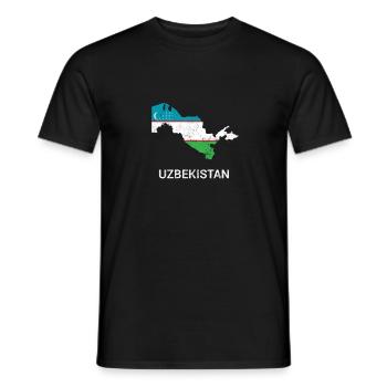 Carte et drapeau du pays Ouzbékistan - T-shirt homme - noir - Devant - AI Model Male 178 light (178cm)
