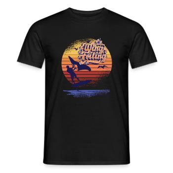 Cadeau de surf vintage Wing Foiling - T-shirt homme - noir - Devant - AI Model Male 178 light (178cm)