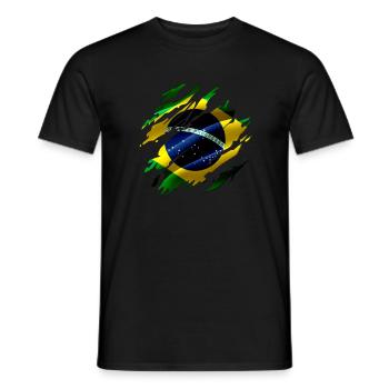 Brésil Drapeau Brésilien Look Used - T-shirt homme - noir - Devant - AI Model Male 178 light (178cm)