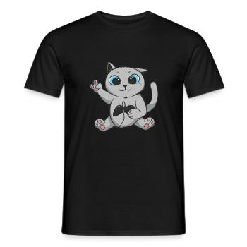 Britannique Gamer Cheveux courts Chat Jeu Chiot - T-shirt homme - noir - Devant - AI Model Male 178 light (178cm)