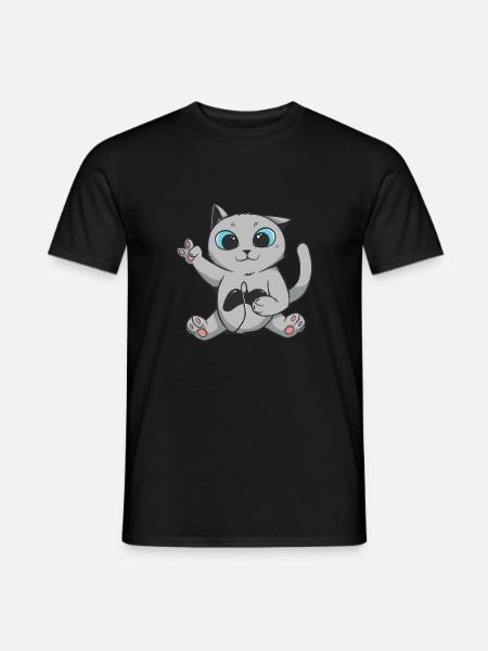 Britische Gamer Kurzhaar Katze Gaming Welpe - Männer T-Shirt - Schwarz