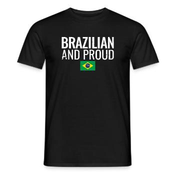 Drapeau brésilien et fier du Brésil - T-shirt homme - noir - Devant - AI Model Male 178 light (178cm)