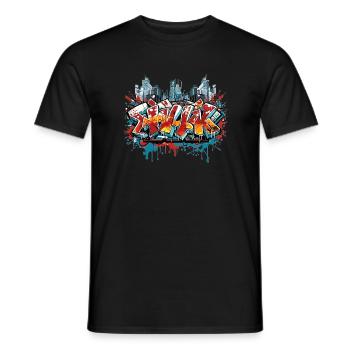 Spray Can Symphony Unique Graffiti Fashion - Men's T-Shirt - black - Front - AI Model Male 178 light (178cm)