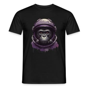 Astronaut monkey stocks to the moon - Men's T-Shirt - black - Front - AI Model Male 178 light (178cm)