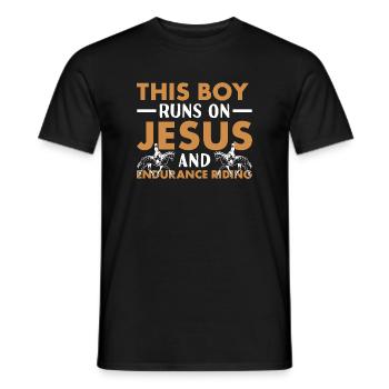 Rider This Boy Runs On Jesus And Endurance Riding - Men's T-Shirt - black - Front - AI Model Male 178 light (178cm)
