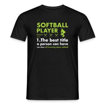 Définition du joueur sportif Softball - T-shirt homme - noir - Devant - AI Model Male 178 light (178cm)