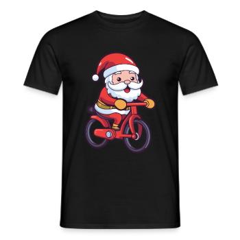 Père Noël vélo Noël - T-shirt homme - noir - Devant - AI Model Male 178 light (178cm)