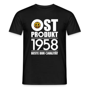OSTPRODUKT 1958 DDR OSSI 68. GEBURTSTAG - Männer T-Shirt - Schwarz - Vorne - AI Model Male 178 light (178cm)