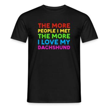 Plus de gens que j’ai rencontrés Plus J’aime Teckel - T-shirt homme - noir - Devant - AI Model Male 178 light (178cm)