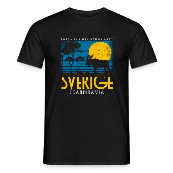RETRO SVERIGE SCANDINAVIE MIDSOMMAR SUÈDE - T-shirt homme - noir - Devant - AI Model Male 178 light (178cm)