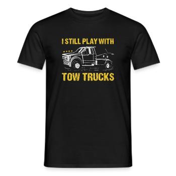 Je joue toujours avec l’opérateur de dépanneuse - T-shirt homme - noir - Devant - AI Model Male 178 light (178cm)