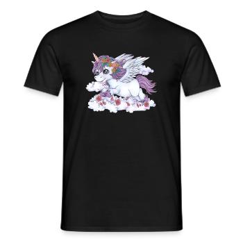 Niedliches Einhorn mit Blumen Geschenk Mädchen - Männer T-Shirt - Schwarz - Vorne - AI Model Male 178 light (178cm)