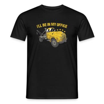 Je serai dans mon bureau Opérateur de dépanneuse - T-shirt homme - noir - Devant - AI Model Male 178 light (178cm)