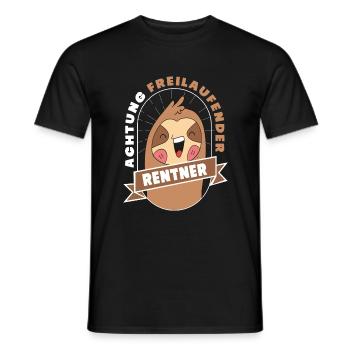 Pension 2023 Achtung Freilaufender Rentner - Männer T-Shirt - Schwarz - Vorne - AI Model Male 178 light (178cm)