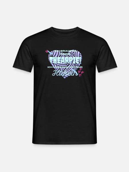 Ich brauche keine Therapie ich muss nur häkeln - Männer T-Shirt - Schwarz
