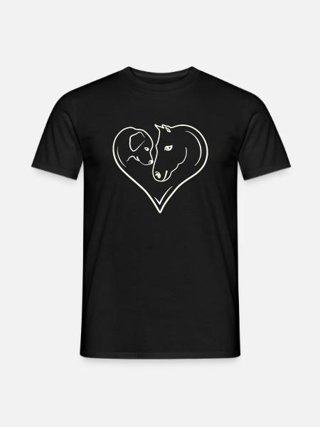 Pferd Hund Herz - Männer T-Shirt - Schwarz