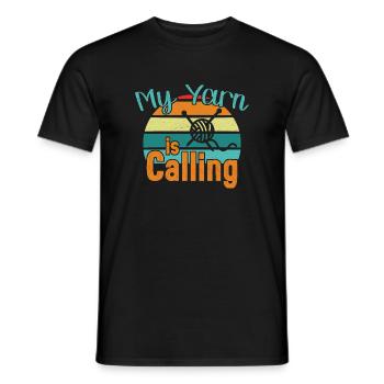 My Yarn is Calling / Crochet - Men's T-Shirt - black - Front - AI Model Male 178 light (178cm)