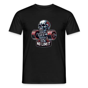 No Limit Workout Bodybuilding Skull mit Hantel - Männer T-Shirt - Schwarz - Vorne - AI Model Male 178 light (178cm)