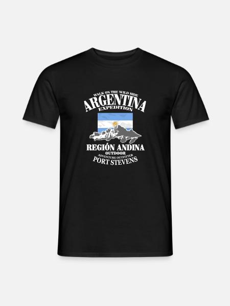 Argentina - Flag & Mountains - T-shirt homme - noir
