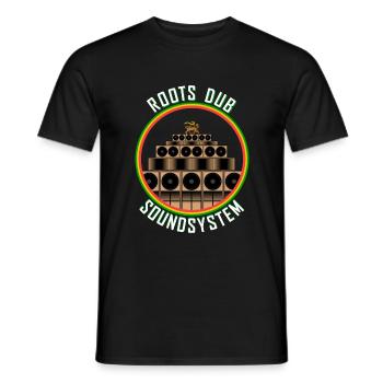 Roots Dub sound system - Men's T-Shirt - black - Front - AI Model Male 178 light (178cm)