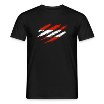 Österreich Flagge Austria Kratzer Cut Kratzspuren - Männer T-Shirt - Schwarz - Vorne - AI Model Male 178 light (178cm)