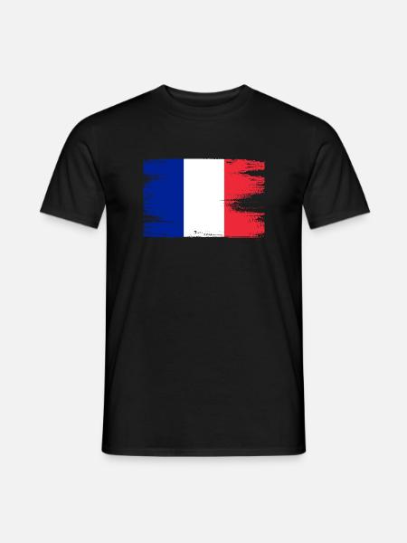 Frankreich Flagge Used Look Trikolore Paris Nizza - Männer T-Shirt - Schwarz