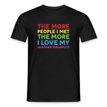 Les gens que j’ai rencontrés J’adore le Malamute d’Alaska - T-shirt homme - noir - Devant - AI Model Male 178 light (178cm)