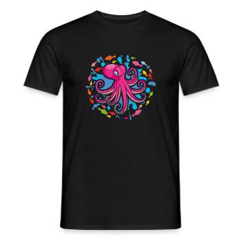 Pinkfarbener Oktopus - Männer T-Shirt - Schwarz - Vorne - AI Model Male 178 light (178cm)