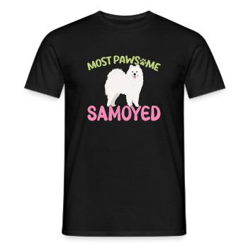 MostPAWSOME Samoyed - Men's T-Shirt - black - Front - AI Model Male 178 light (178cm)